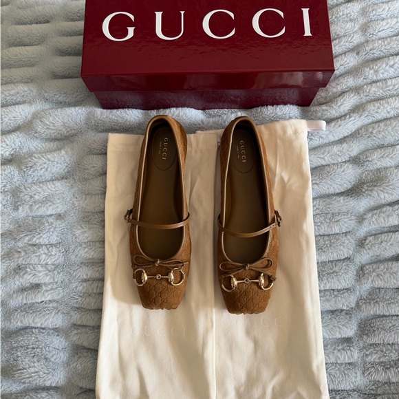 Gucci Shoes - Gucci Brown GG Monogram Mary Jane Flats with Horsebit